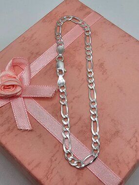 Sterling Silver 925 High Polished Super Flat Curb Bracelet 4.7mm 8 inches